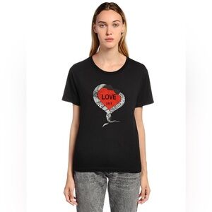 Saint Laurent snake and heart print cotton jersey tee